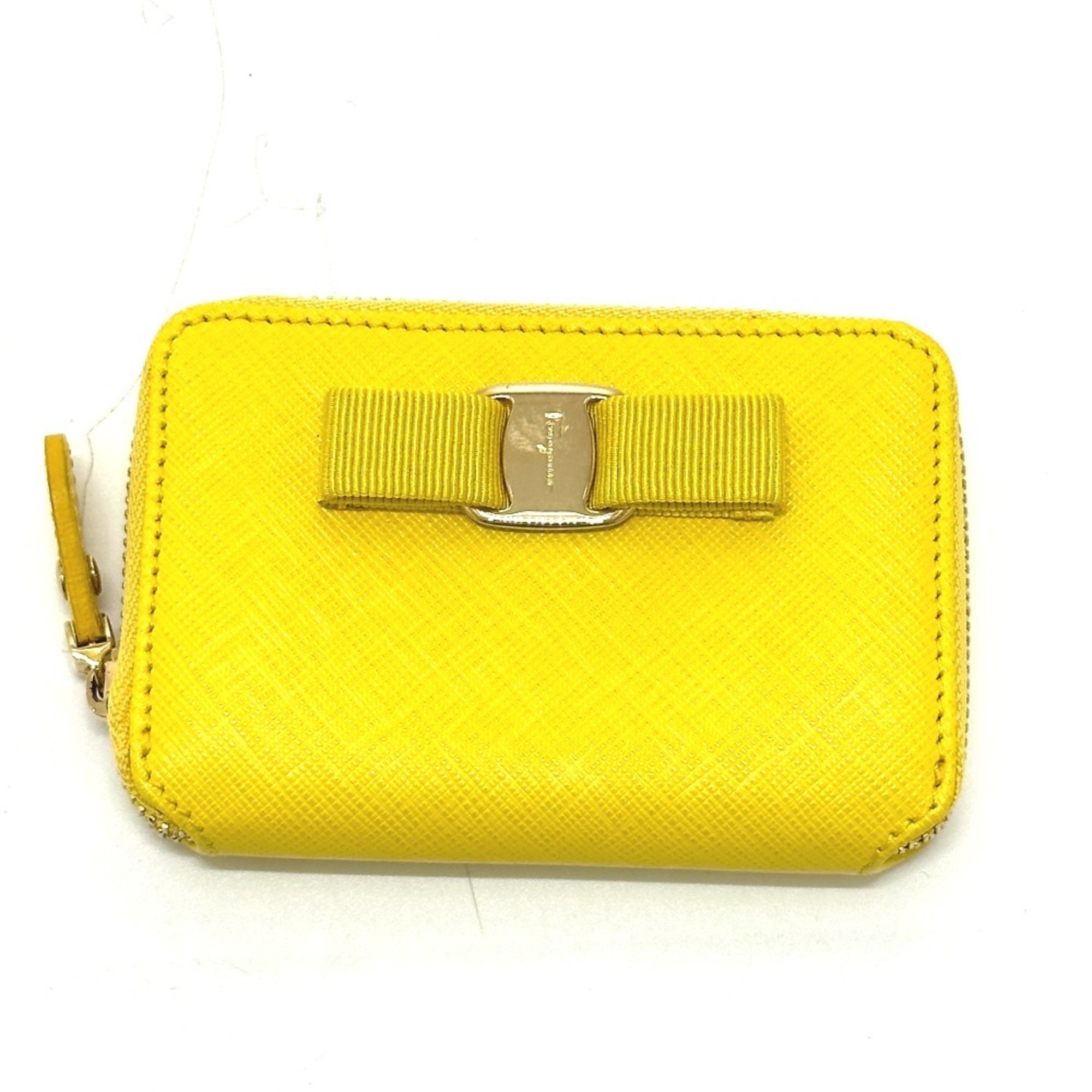 Salvatore Ferragamo Vara Ribbon Round Coin Purse, Business Card Holder/Card C...